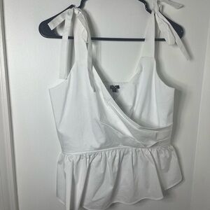 Express White Tie Strap Peplum Top Women’s Small Sleeveless Wrap Style Small